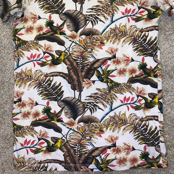 H&M White & Brown Bird Shirt size XS - Picture 6 of 9